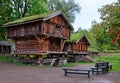 Traditional Norwegian House with grass roof. Royalty Free Stock Photo