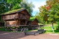 Traditional Norwegian House with grass roof. The Norwegian Museum of Cultural History, Oslo. Royalty Free Stock Photo