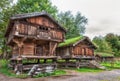 Traditional Norwegian House with grass roof. Royalty Free Stock Photo