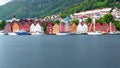 Traditional Norwegian Houses at Bryggen, Bergen, Norway in Summer