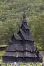 Traditional norwegian stave church. Borgund. Travel Norway. Tour