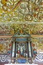 Traditional norwegian wooden church interior. Altar detail. Stordal Royalty Free Stock Photo