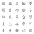 Traditional novruz holiday line icons set