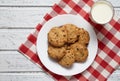 Traditional oatmeal cookies healthy sweet dessert food with milk