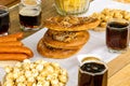 Traditional october fest food. German pretzels with beer