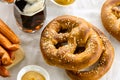 Traditional october fest food. German pretzels