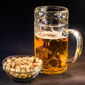 Traditional Octoberfest Bavarian beer in a big one liter mug wit Royalty Free Stock Photo
