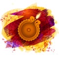 Traditional oil lit lamp for Happy Diwali celebration. Royalty Free Stock Photo