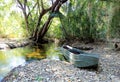 Traditional Okavango Delta mokoro canoe.