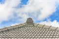 Traditional Okinawa tile roof decorated with card game designs such as clover, heart, tile and spades Royalty Free Stock Photo