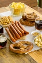 Traditional oktober fest food on a wooden table