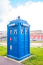 Traditional Old Blue Police box in Glasgow Scotland