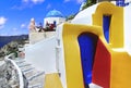 Unique architecture in cycladic style of beautiful Santorini island. colorful Greece series
