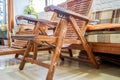 A traditional old folding armchair with backrest indoors Royalty Free Stock Photo