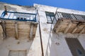 Traditional old Greek houses. Antiparos island Greece. Low angle view.