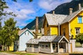 Traditional old houses in Odda, Norway. Royalty Free Stock Photo