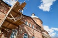 Traditional old russian church with domes in nature landscape. Architecture in the Orthodox religion Royalty Free Stock Photo