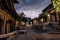 Traditional Old-Style Chinese backyard and houses at night.