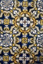 Traditional old tiles wall on the street Portuguese painted tin-glazed, azulejos ceramic tilework. Porto, Portugal. Royalty Free Stock Photo