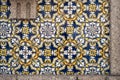 Traditional old tiles wall on the street Portuguese painted tin-glazed, azulejos ceramic tilework. Porto, Portugal. Royalty Free Stock Photo