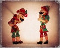 Traditional Old Turkish Ottomans shadow theater ( Galanty show ) Hacivat and Karagoz.