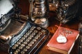 Vintage photography still life with typewriter. Royalty Free Stock Photo