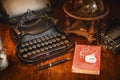 Vintage photography still life with typewriter. Royalty Free Stock Photo