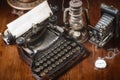 Vintage photography still life with typewriter. Royalty Free Stock Photo