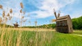 Traditional old windmills, Astra Museum, Sibiu, Transylvania, Romania, Europe Royalty Free Stock Photo