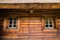 Traditional old wooden baltic house facade in detail