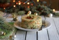 Traditional Olivier salad. Christmas salad. Royalty Free Stock Photo