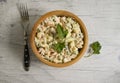 Traditional olivier salad i appetizer n a dish preparation garnish Royalty Free Stock Photo