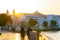 Traditional Omani architecture. Old Town of Muscat along Mutrah Corniche at sunset time. Oman. Arabian Peninsula.