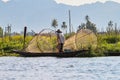 Traditional one Leg Fisher on Inle Lake in Mayanmar, former Burma Royalty Free Stock Photo