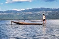 Traditional one Leg Fisher on Inle Lake in Mayanmar, former Burma Royalty Free Stock Photo