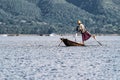 Traditional one Leg Fisher on Inle Lake in Mayanmar, former Burma Royalty Free Stock Photo