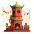 Traditional Orange Architectural Model with Intricate Details and Decorative Elements for Cultu Royalty Free Stock Photo