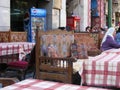 Traditional Oriental Arabic seats or couch at restaurant in egypt