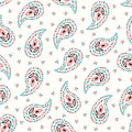Traditional Oriental Colorful Paisley Foulard Vector Seamless Pattern. Whimsical Classic Indian Background.