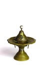 Traditional Oriental incense burners, candlesticks, lamp isolated on a white background. Muslim style.