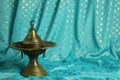 Traditional Oriental incense burners, candlesticks, lamp isolated on a white background. Muslim style. Royalty Free Stock Photo