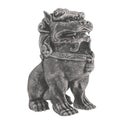 Traditional oriental stone statue. Mythical Chinese character dog lion. 3d render. isolated. black and white Royalty Free Stock Photo