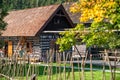 Traditional ornament decoration on wooden building in village CIcmany, Slovakia