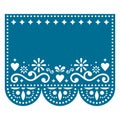 Papel Picado vector template design with no text, Mexican paper decoration with flowers and geometric shapes - greeting card or in