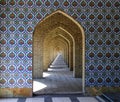 Traditional ornaments and patterns on a blue background in Iranian mosques