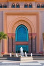 Traditional ornate arch arabic style design of entry door in luxury Emirates Palace