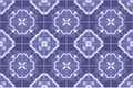 Traditional ornate portuguese and brazilian tiles azulejos in blue. Vector illustration. Royalty Free Stock Photo