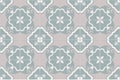 Traditional ornate portuguese and brazilian tiles azulejos. Faded dingy worn colors azulejo tiles. Vector illustration.