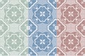 Traditional ornate portuguese and brazilian tiles azulejos. Set of 3 color variations. Vector illustration. Royalty Free Stock Photo