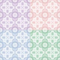 Traditional ornate portuguese and brazilian tiles azulejos. Vector illustration. 4 color variations Royalty Free Stock Photo